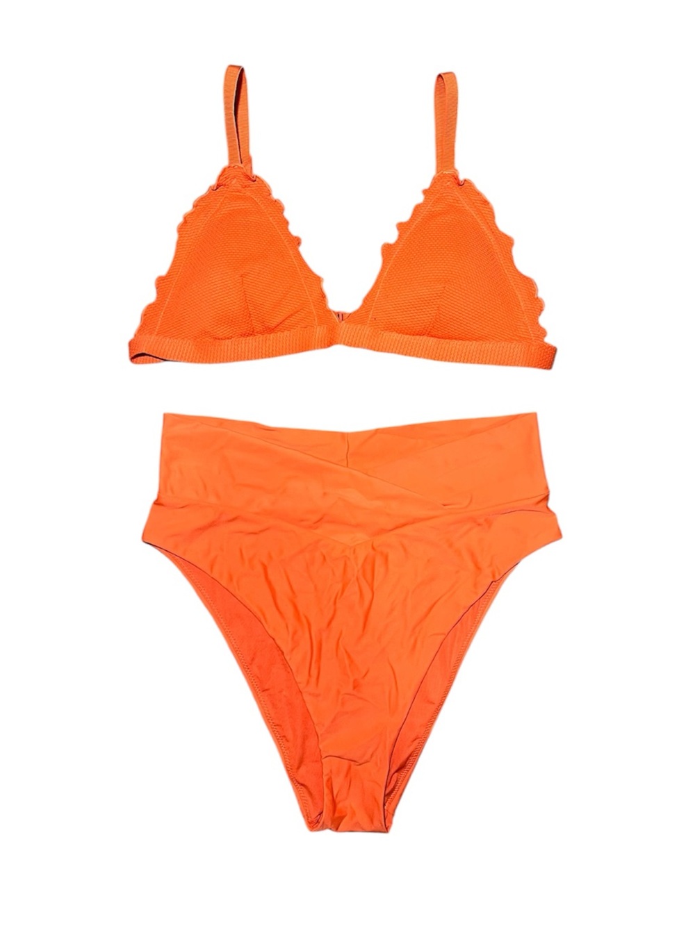 Aerie Orange Triangle High-Waist Bikini Swim Set